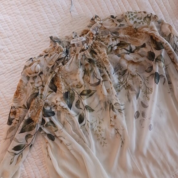 Light Green Womens Medium Rachel Zoe Floral Blouse w/ Cream Camisole Bundle - Picture 4 of 6